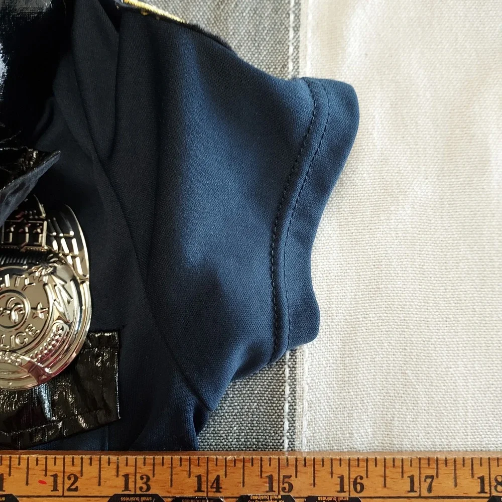 Spirit Halloween Womens Police Officer Costume Jumpsuit Navy Blue Small Badge - Picture 4 of 6
